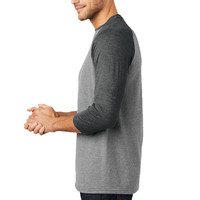 District DM136 Perfect Tri 3/4-Sleeve Raglan Grey Frost/White L